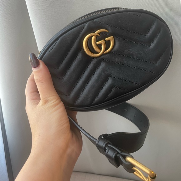 Gucci Handbags - GUCCI Marmont 2.0 Black Leather Belt Bag w/ gold hardware
